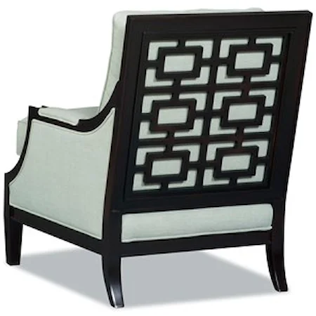 Transitional Exposed Wood Chair with Asian-Inspired Lattice Back